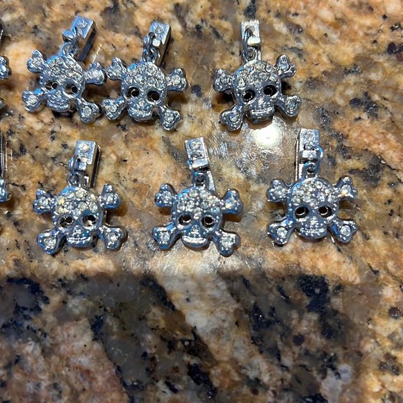Dangling Rhinestone Skull n Bone ☠️ Slide on Charms - Picture 1 of 5